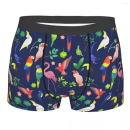 Underpants Men Tropical Cockatiel Pattern Underwear Cute Parrots Animal Humor Boxer Briefs Shorts Panties Male Soft S-XXL