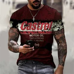 Męskie koszule T Summer Castrol d Print T-Shirt Street Trendy O-Neck Short Rleeve Oversize T-shirts Lose Tops Tees Men Ubranie