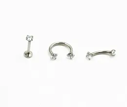 Labret Lippenpiercing-Schmuck Kostenloser Versand LOT50pcs 16g Körper CZ Glänzender Ring Ohr Helix Bar Augenbraue Nase rund 230802