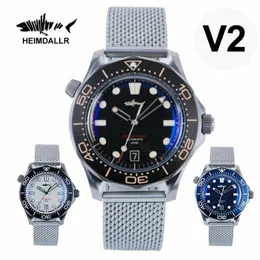 Armbandsur heimdallr titta på Sea Ghost NTTD NH35 Automatisk mekanisk C3 Luminous Steel Nylon White Black Dial 200m Dive Watches Men 230802