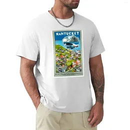 남성용 폴로 스 Nantucket USA 빈티지 여행 포스터 복원 된 티셔츠 평범한 빠른 건조 셔츠 T 남성용 슬림 한 셔츠