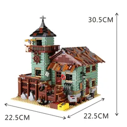 Old Fishing Store Model Building Wooden Building Blocks Compatible