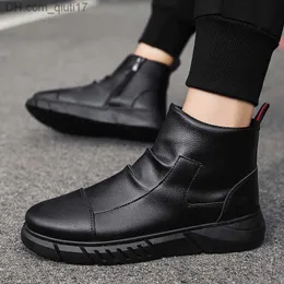 Boots Black Men's Fashion Leather Boots Platform Footwear Outdoor Comfortable Soft Men's Motorcycle Boots Botas Hombre Piel Z230803