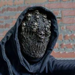 Máscaras de festa Crânio do Juízo Final Máscara Cyberpunk Horror Máscara de látex facial completa para Halloween Cool Steampunk Cosplay Rímel para homens Máscara de caveira Horror L230803