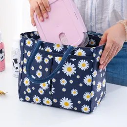 Lunch Bags Oxford Cloth Large Capacity Thermal Lunch Bag Daisy Printed Work Food Bento Insulated Pouch Picnic Cooler Bags for School 230802