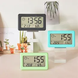 Table Clocks Mini LCD Digital Clock With Temperature And Humidity Desk Electronic For Home Office Silent Time Display
