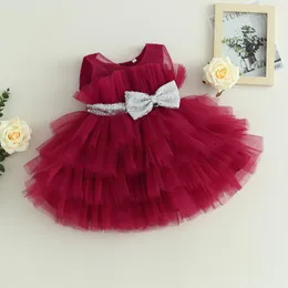Kız Elbiseler Çocuk Bebek Kız Balo Elbise Kolel Yay Mesh Tül Tutu Prenses Resmi Parti Elbise Doğum Günü Düğün 1-5T