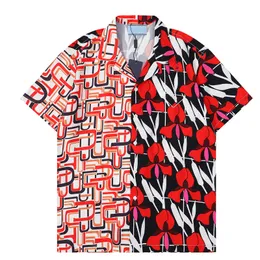 Designer Fashion T Shirt Hawaii Floral Letter Print Beach Shirts Men's Designer Silk Bowling Shirt Casual Men Summer Short Sleeve Button Up Shirts
