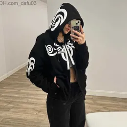 Men's Hoodies Sweatshirts Pakaian olahraga universal pria dan wanita Hoodie Ritsleting Y2K atasan pola longgar ukuran besar bergaya gotik gaya gelap Z230803