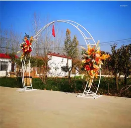 Party Decoration Wedding Props: Iron Arch Silk Flower Gate Ivory Crescent Round Creative Happiness