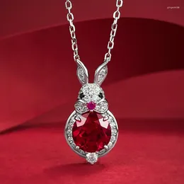 Chains 2023 Seasonal Original Pendant 8.0mm Pigeon Blood Red High Carbon Diamond Full Necklace Female