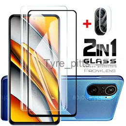 Protetores de tela do telefone celular 2 em 1 vidro em Poco F3 X3 NFC Pro M3 F2 vidro temperado para Xiaomi pocophone pocox3 pocof3 x3NFC x3pro protetor de tela do telefone Glas x0803