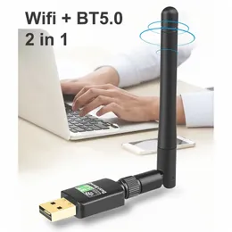 Adaptador WiFi USB de banda dupla de 600 Mbps com BT5.0 para PC/Desktop/Laptop - Receptor externo de rede sem fio rápida e dongle com conectividade e alcance aprimorados