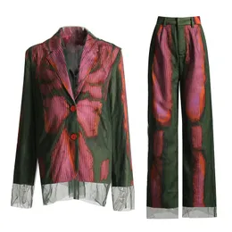Dwuczęściowe spodnie damskie Vanovich 2023 Letnia osobowość patchwork Design Drukowanie Mody Temperament Suit Lose długie zestawy Twopece 230802