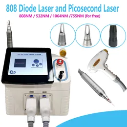 Professional Nd Yag Laser Tattoo Removal Machine Carbon Peel Treatment Acne Therapy 808NM Depilation Hair Removal Diode Cooling System for Clinic Beauty Salon Use