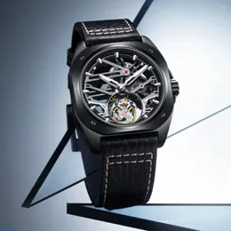 Armbandsur Aesop Real Mechanical Tourbillon Watch Limited Edition Luxury Men Manual Winding Movement Double Sided Hollow