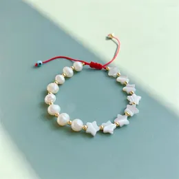 Charme Armbänder Natürliche Shell Stern Für Frauen Luxus Echte Süßwasser Perle Armband Rote Schnur Schmuck Großhandel Lieferant Pulseras