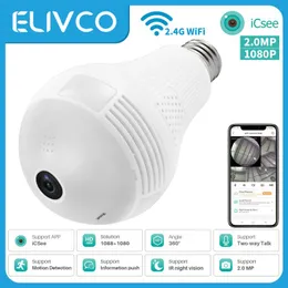 1080p ICSee Panorama-Lampe, Glühbirne, WLAN, IP-Kamera, 2,0 MP, Heimsicherheit, CCTV, Fisheye, 360-Grad-Fernmonitor, Zwei-Wege-Audio