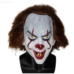 Parti Maskeleri Korkunç Joker Pennywise Maske Stephen King Cosplay Palyaço Killer Killer Kafatası Cadılar Bayramı Lateks Korku Kask Parti Kostümleri L230803