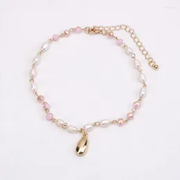 Catene Collana europea e americana in tre pezzi Perla barocca naturale Perle acriliche Bracciale multistrato Summer Beach