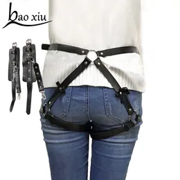 Other Fashion Accessories Vintage Sexy Women Adjustable Leather Bowknot Belts Body Bondage Cage Punk Sculpting Harness Waistband Straps Accessories 230802