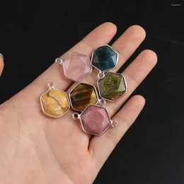 Pendant Necklaces 5PCS Wholesale Charm Natural Stone Unakite Tiger Eye Rose Quartz Jewelry Making DIY Necklace Earrings Gift