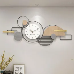 Relógios de parede 1950 Estilo americano Interior Relógio europeu Longo Relógio alimentado por bateria Grande ambiente sofisticado Reloj De Pared Decor