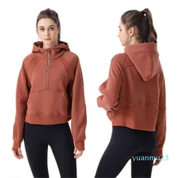 Yoga Outfit lulu suit fleece sports embroidery sweater fitness top zipper hooded jacket thickened casual LL Women's jacket lu lu lemon