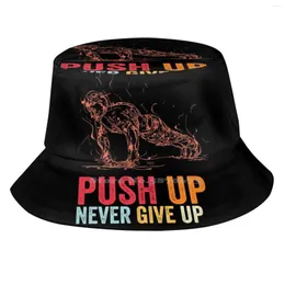 Basker push up ge aldrig motivation för kalisthenik street träning födelsedagspresent idé vintage färgmönster hattar utomhus hatt sol