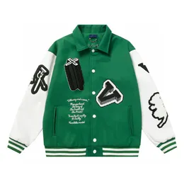 2023 Designer designer skórzana kurtka baseballowa moda Varsity Bomber Jackets Sports Windbreaker Casual Zapip Coats Man Owezyjna odzież rozmiar M-3xl KK9