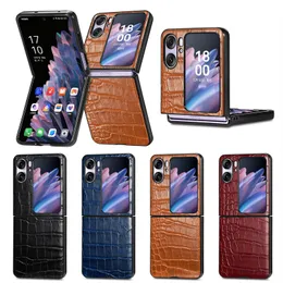 Estojo dobrável de design de moda em couro PU para OPPO Find N2 Flip Crocodile Pattern Phone Case