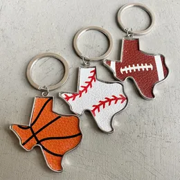 Leather Keychain Creative Football Baseball Sports Pendant Keychain Car Key Ring Key Chains
