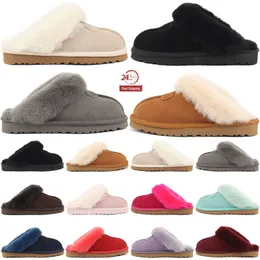 2023 Designerskor päls tofflor kvinnor glider sandaler kvinnor vinter snöskor klassisk mini ankel svart kastanj rosa sandal sneakers varma uggitys gai