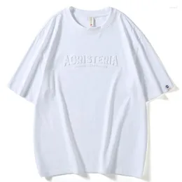 メンズTシャツ2023夏のルースフィットマルチカラーティー3Dスチール印刷Y2Kトップグラフィックシャツメンズコットンショートスリーブ