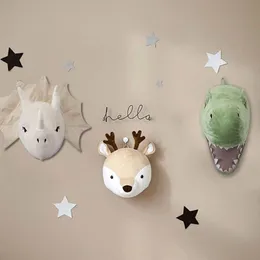 Plush Wall Stuff Ins Nordic head head dinosaur decore elephant deer hanging mount stuped plush toy princess doll rome 230802