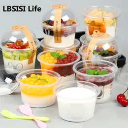 Disposable Take Out Containers LBSISI Life 50pcsLot Pudding Sweet Plastic Boxes Handmade Ice-Cream Mousse Dessert Picnic Party Packing Decoration Bento Box 230802