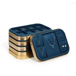 Jewelry Pouches Display Plate Microfiber Blue Organizer Necklace Ring Tray Live Watch Pallets