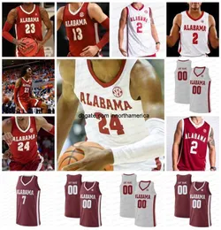 Benutzerdefiniertes Alabama-Basketballtrikot 24 Brandon Miller Rylan Griffen Jaden Bradley 1 Mark Sears Charles Bediako Noah Clowney Sexton Nimari Burnett Beliebiger Name