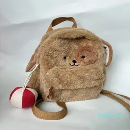 Ryggsäck brun plysch söt hund liten ballong hängande dekoration axel för pojke och flickor kawaii väskor