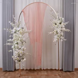 Decoração de festa 3 pçs brilhante ouro grande flor arcos ao ar livre gramado casamento porta tela de boas-vindas moldura adereços aniversário panos de fundo balão de renda