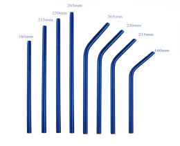 Più dimensioni Cannuccia riutilizzabile in metallo blu Cannuccia in acciaio inossidabile Cannuccia per frullati ecologici con pennello più pulito per tazze 2030o3508909 LL