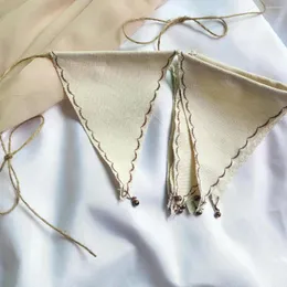 Party Decoration Koran Inspired Triangle Burlao Buntings Baby Birthday Hanging Garlands Ivory Cream Cloth