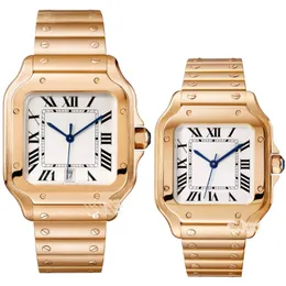 Relógio duplo masculino/feminino de luxo tamanho 39mm 35mm quadrado 904l pulseira de relógio de aço inoxidável movimento mecânico automático