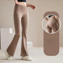 Active Pants Leisure Sports Yoga Bell-Bottoms Women's Leggings High Elastic Quick Drying Toures Midje Anti Curling