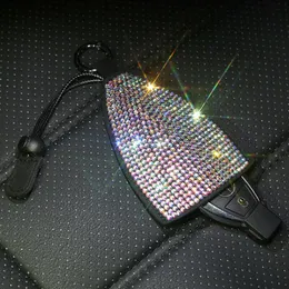 Universal Bling Diamond Leather Car Key Chains Key Ring Holder Key Bag Fob Case Shell Cover för Benz BMW Audi VW Etc202J