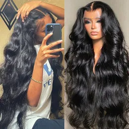 Syntetiska peruker 40 tum 13x4 13x6 HD Body Wave Spets Front Wig Pre Plucked Löst frontal Glueless Human Hair for Black Women 230803
