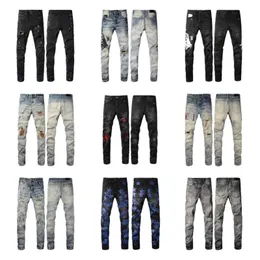 Designers de jeans masculinos Jean Hombre Troushers Men Borderyy Patchwork Ripped for Trend Brand Motorcycle Pant Mens Skinn28-40