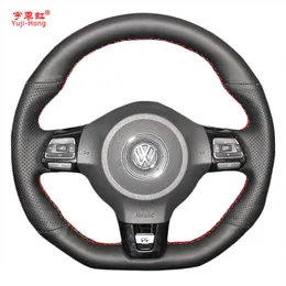 Yuji-Hong Car Steering Wheel Covers Case para VW Golf 6 GTI MK6 VW Polo GTI Scirocco R Passat CC R-Line 2010 Couro Artificial310x