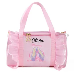Рюкзаки персонализированная детская танцевальная сумка для девочек балерина розовый кружевные балетные балеты класс класс поперечного тела.