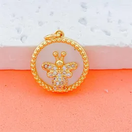 Charms 18k Real Gold Plated Imitation Pearl Shell Mama Bee Love for Diy Jewelry Making Women Mus Mamma Girl Gifts
